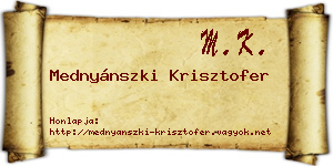 Mednyánszki Krisztofer névjegykártya